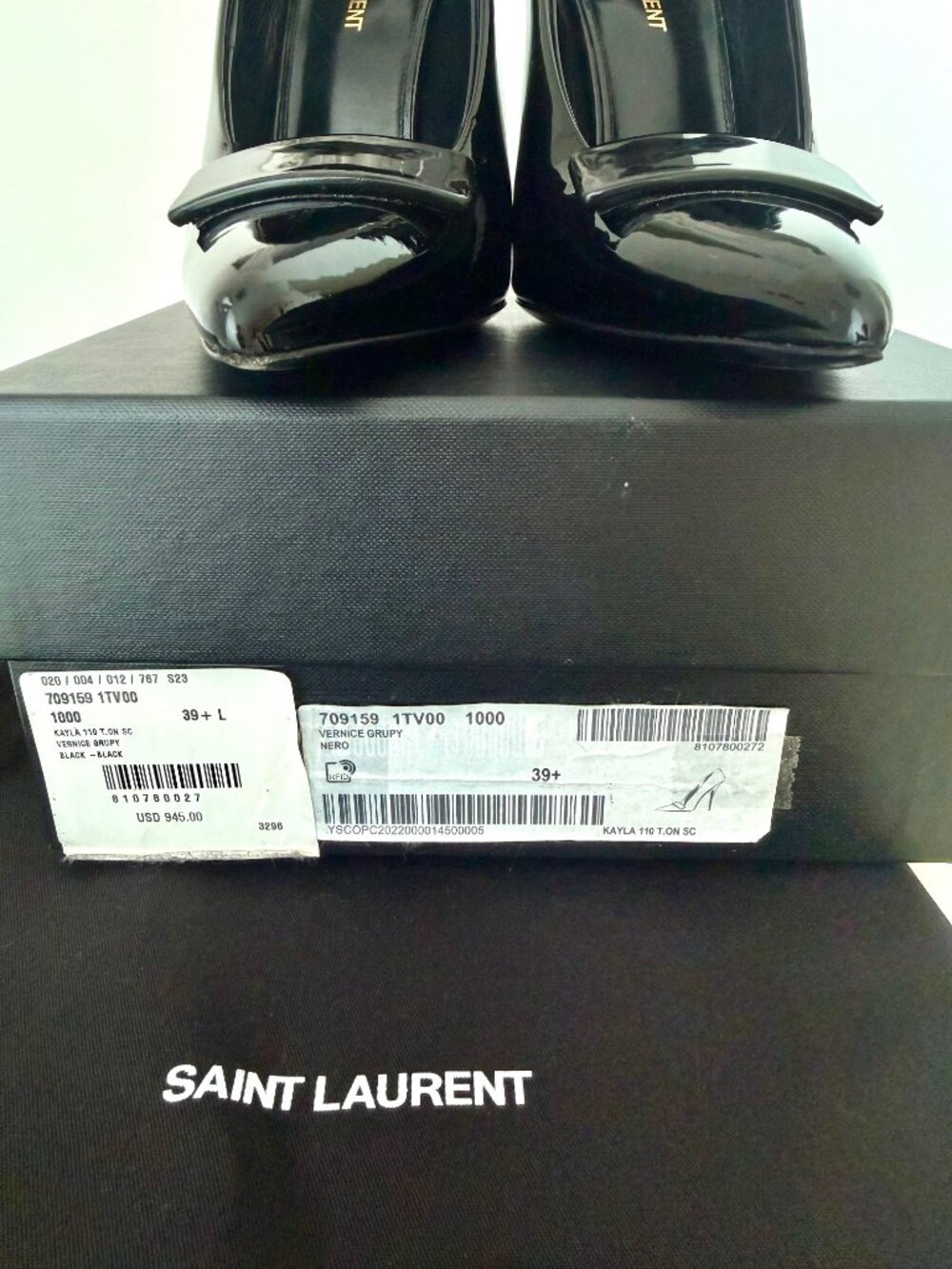 SAINT LAURENT Kayla 110 Heels in Black Patent Leather — Size 39.5 / US 9 - Picture 8 of 12